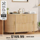 SEDETA 39.4 Inch File Cabinet for Home Office Modern Fluted Curved Cabinet with 2 Sliding Door Storage