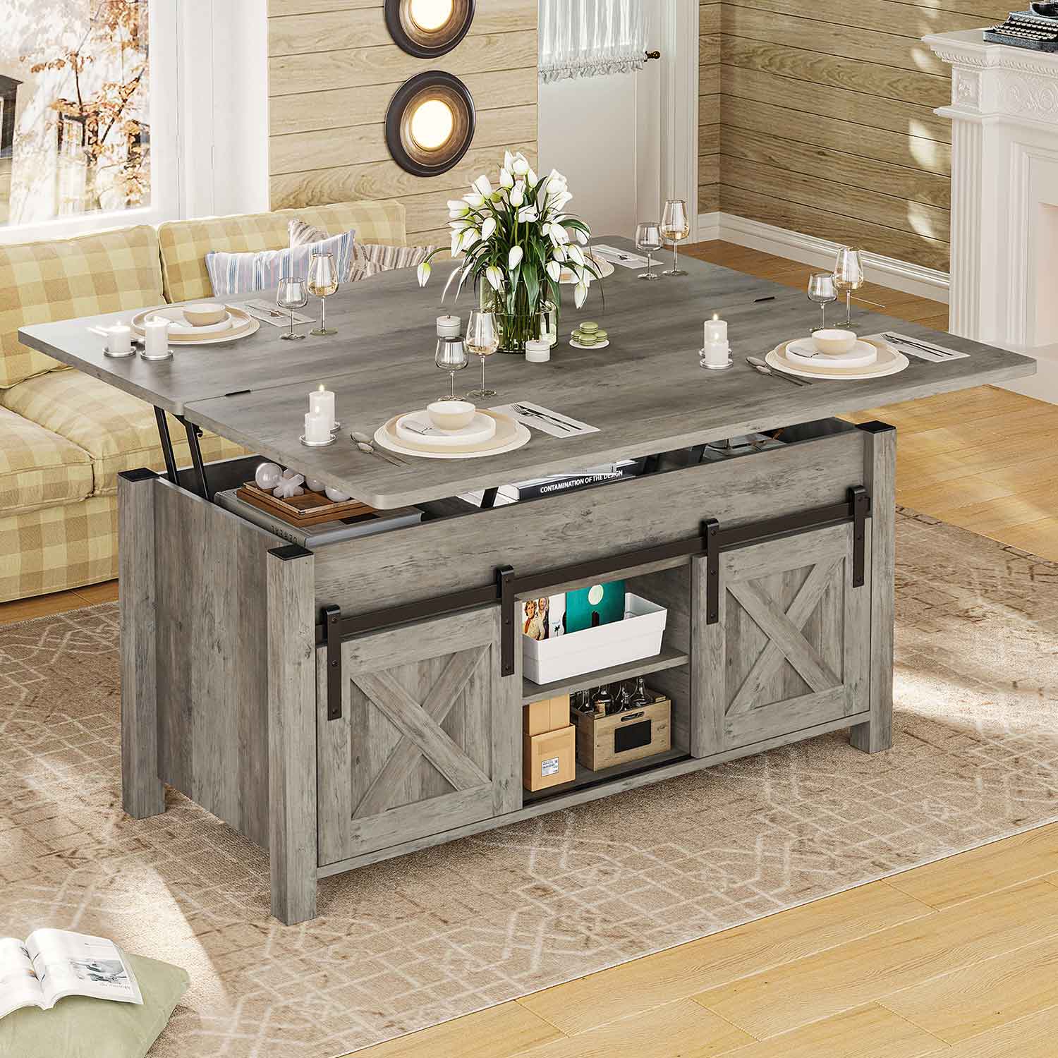 SEDETA 40 Inch Lift Top Coffee Table 4 in 1 Multi-Function Convertible