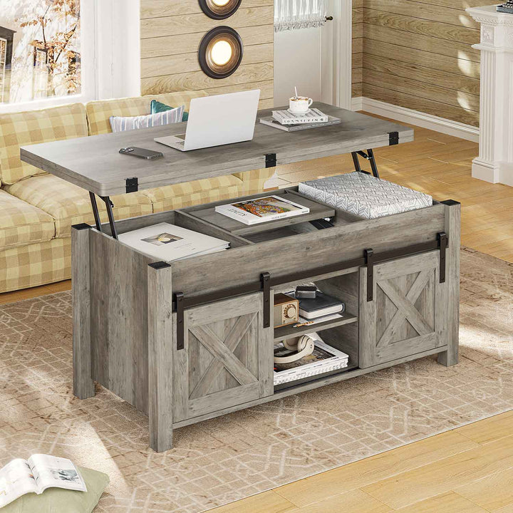 SEDETA® 40 Inch Lift Top Coffee Table Farmhouse 4 in 1 Multi-Function for Living Room