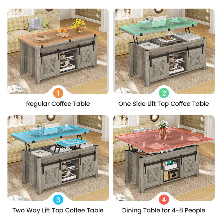 SEDETA® 40 Inch Lift Top Coffee Table Farmhouse 4 in 1 Multi-Function for Living Room