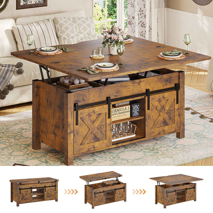 SEDETA® 40 Inch Lift Top Coffee Table Farmhouse 4 in 1 Multi-Function for Living Room