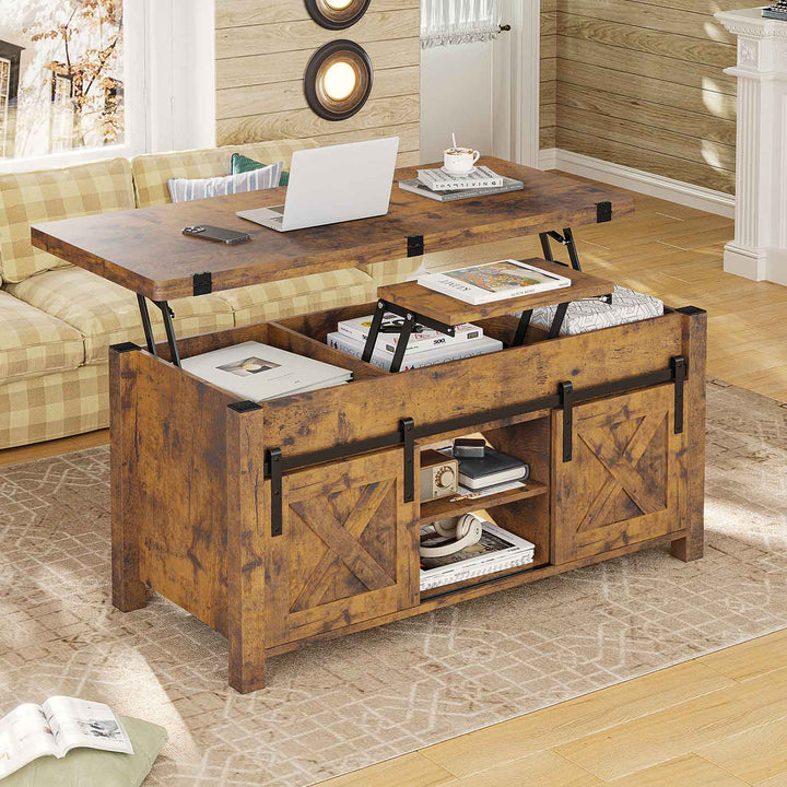 SEDETA® 40 Inch Lift Top Coffee Table Farmhouse 4 in 1 Multi-Function for Living Room