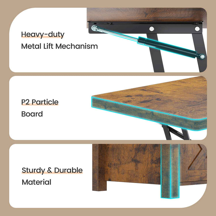 SEDETA® 40 Inch Lift Top Coffee Table Farmhouse 4 in 1 Multi-Function for Living Room