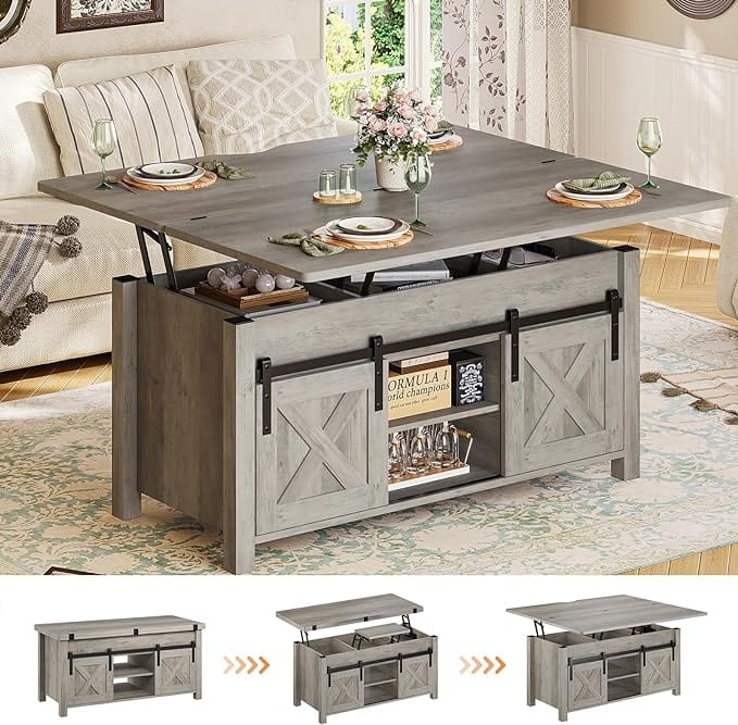 SEDETA® 40 Inch Lift Top Coffee Table Farmhouse 4 in 1 Multi-Function for Living Room