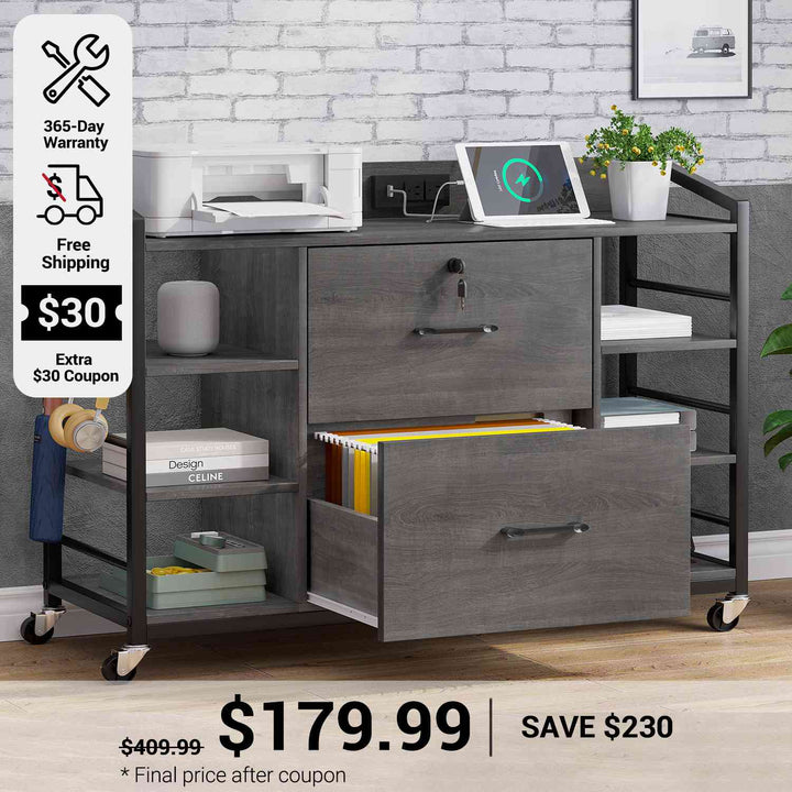 SEDETA 44 Inch 2 Drawer File Cabinet Filing Cabinet