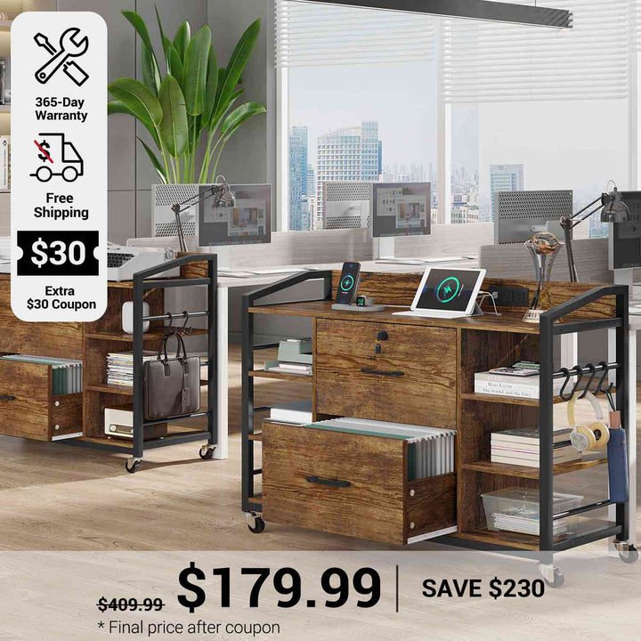 SEDETA 44 Inch 2 Drawer File Cabinet Filing Cabinet