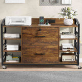 SEDETA - 44 Inch 2 Drawer File Cabinets with Power Strip Lock 6 Storage Shelves for Home Office