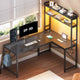 SEDETA | 45.3 Inch LED Gaming Desk L Shaped Corner Computer Desk with Storage Shelves