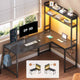 SEDETA | 45.3 Inch LED Gaming Desk L Shaped Corner Computer Desk with Storage Shelves