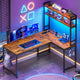 SEDETA | 45.3 Inch LED Gaming Desk L Shaped Corner Computer Desk with Storage Shelves