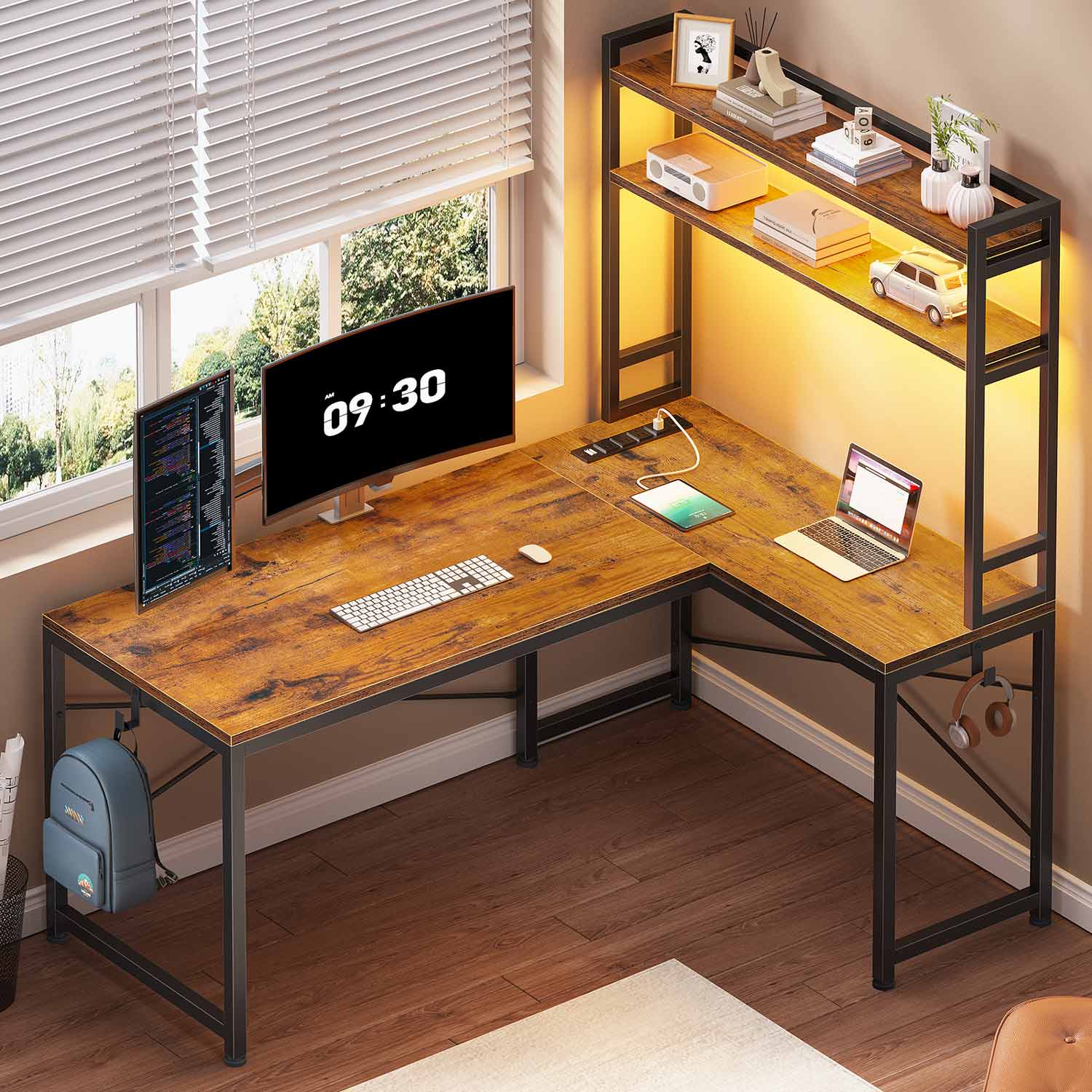 SEDETA® 45.3 Inch L Shaped Gaming Desk Corner Computer Table with Stor