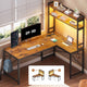SEDETA | 45.3 Inch LED Gaming Desk L Shaped Corner Computer Desk with Storage Shelves