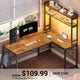 SEDETA | 45.3 Inch LED Gaming Desk L Shaped Corner Computer Desk with Storage Shelves