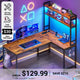 SEDETA 45.3 Inch L Shaped Gaming Desk with Hutch Reversible Home Office Desk