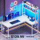 SEDETA 45.3 Inch L Shaped Gaming Desk with Hutch Reversible Home Office Desk