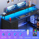 SEDETA 47.2 Inch L Shaped Desk with 4 Drawers and Storage Shelves L Shaped Gaming Desk with LED Lights Power Outlets
