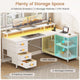 SEDETA 47.2 Inch L Shaped Desk with 4 Drawers and Storage Shelves L Shaped Gaming Desk with LED Lights Power Outlets