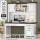 SEDETA® 47.2 Inch Farmhouse Executive Desk Computer Wood Table with Storage Drawers Hutch Cabinet
