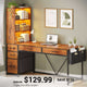 SEDETA 47.2 Inch Reversible Gaming Desk with LED Lights Drawer Storage Bookshelf for Small Spaces