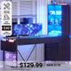 SEDETA 47.2 Inch Reversible Gaming Desk with LED Lights Drawer Storage Bookshelf for Small Spaces