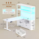 SEDETA | 48.6 Inch L Shaped Standing Desk Computer Desk Height Adjustable Electric Corner Gaming Desks with Power Outlets LED Lights
