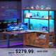 SEDETA | 48.6 Inch L Shaped Standing Desk Computer Desk Height Adjustable Electric Corner Gaming Desks with Power Outlets LED Lights