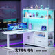 SEDETA 48.6 Inch Standing Desk Height Adjustable Electric L Shaped Stand Up Computer Gaming Desk with Drawers Hutch Power Outlets