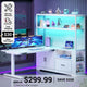 SEDETA 48.6 Inch Standing Desk Height Adjustable Electric L Shaped Stand Up Computer Gaming Desk with Drawers Hutch Power Outlets