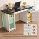 SEDETA 55.1 Inch Rattan Computer Desk with Drawers Farmhouse Office Desks with Power Outlets Storage Cabinet