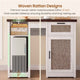 SEDETA 55.1 Inch Rattan Computer Desk with Drawers Farmhouse Office Desks with Power Outlets Storage Cabinet