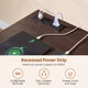 SEDETA 55.1 Inch Rattan Computer Desk with Drawers Farmhouse Office Desks with Power Outlets Storage Cabinet