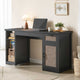 SEDETA 55.1 Inch Rattan Computer Desk with Drawers Farmhouse Office Desks with Power Outlets Storage Cabinet