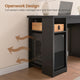 SEDETA 55.1 Inch Rattan Computer Desk with Drawers Farmhouse Office Desks with Power Outlets Storage Cabinet