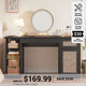 SEDETA® 55.1 Inch Rattan Farmhouse Computer Desk with Drawers Storage Cabinet and Power Outlets for Home Office