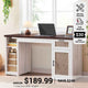 SEDETA 55.1 Inch Rattan Computer Desk with Drawers Farmhouse Office Desks with Power Outlets Storage Cabinet