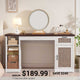 SEDETA 55.1 Inch Rattan Computer Desk with Drawers Farmhouse Office Desks with Power Outlets Storage Cabinet