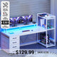 SEDETA 55 Inch LED Gaming Desk Home Office Computer Desk with Large Storage Space