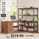 SEDETA® 57.1 Inch Farmhouse L Shaped Computer Desk with Power Outlets Drawers and Storage Shelves for Home Office