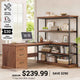 SEDETA 57.1 Inch L Shaped Computer Desk with Shelves Farmhouse Home Office Desks with Drawers Shelves Power Outlets