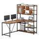 SEDETA 58 Inch L Shaped Computer LED Desk with Storage Shelves for Home Office