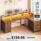 SEDETA 58 Inch L Shaped Gaming Desk with LED Lights Reversible Computer Desk with 7 Drawers and Power Outlet