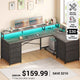 SEDETA 58 Inch L Shaped Gaming Desk with LED Lights Reversible Computer Desk with 7 Drawers and Power Outlet