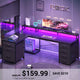SEDETA 58 Inch L Shaped Gaming Desk with LED Lights Reversible Computer Desk with 7 Drawers and Power Outlet