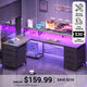 SEDETA 58 Inch L Shaped Gaming Desk with LED Lights Reversible Computer Desk with 7 Drawers and Power Outlet