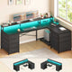 SEDETA 58 Inch L Shaped Gaming Desk with LED Lights Reversible Computer Desk with 7 Drawers and Power Outlet