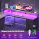 SEDETA 58 Inch L Shaped Gaming Desk with LED Lights Reversible Computer Desk with 7 Drawers and Power Outlet