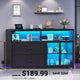 SEDETA® 59 Inch 2 Drawers LED Filing Cabinets Display Cabinet for Home Office with Lock and Power Outlets