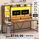 SEDETA 60 Inch Gaming Desk with Hutch and LED Lights
