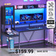 SEDETA 60 Inch Gaming Desk with Hutch and LED Lights
