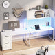 SEDETA - 62.2 Inch L Shaped Gaming Desk Reversible Computer Desk Gaming Desk with Led Lights Power Outlet Fabric Drawers Hutch and Storage Shelf